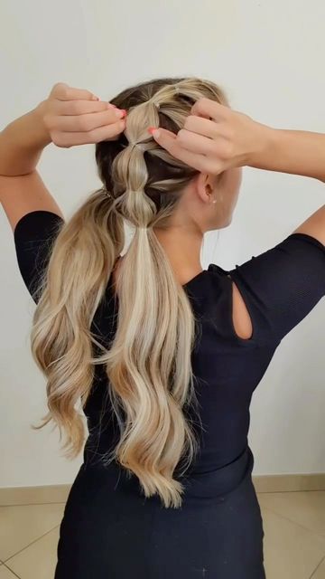 2 Side Hairstyles For School, Hair Styles With Clear Elastics, School Photo Hairstyles Tied Up, Clear Elastic Hairstyles, Cute Pulled Back Hairstyles For Work, Tied Back Hairstyles For Work, Tied Up Hairstyles For School, Middle School Hair, Monday Hairstyles