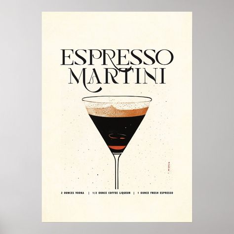 Images To Recreate, Recipe Wall Art, Recipe Wall, Bar Prints, Espresso Martini Cocktail, Cocktail Posters, Expresso Martini, Espresso Martini Recipe, Vintage Drinks