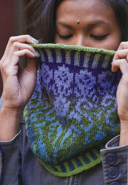 Damask Iris Cowl Fair Isle Cowl Knitting Patterns, Norwegian Knitting, Knit Scarves, Fair Isle Knitting Patterns, Damask Fabric, Upcycle Sewing, Cowl Knitting Pattern, Cowl Pattern, Scarf Knitting Patterns