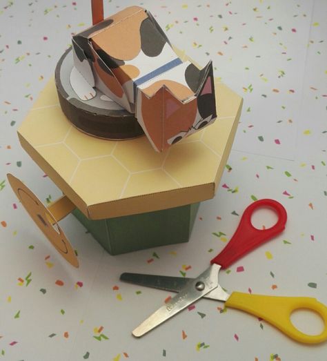 Papercraft cat automata Paper Craft, Takeout Container, Paper Crafts