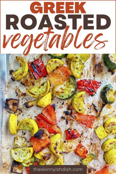 Greek Roasted Vegetables are perfectly seasoned, healthy, and compliment so many different meals. They are practically effortless and I love the bright and delicious Greek inspired flavor. They make a great side dish! Best Greek Side Dishes, Side For Greek Chicken, Greek Asparagus, Greek Sauteed Vegetables, Greek Veggies Roasted, Grilled Greek Vegetables, Medatrainian Side Dishes, Greek Grilled Vegetables, Greek Vegetable Recipes