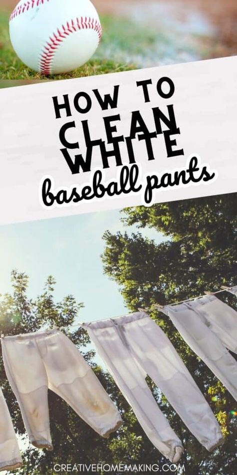 Get ready to hit a home run with our ultimate guide to cleaning white baseball pants! Say goodbye to dingy, discolored pants and hello to bright, fresh gear. Pin now for a winning clean every time! Clean White Baseball Pants, Baseball Stains, Baking Soda Cleaning, Grass Stains, Diy Cleaning Solution, Red Dirt, Cleaning Tips And Tricks, Baseball Pants, Sparkling Clean