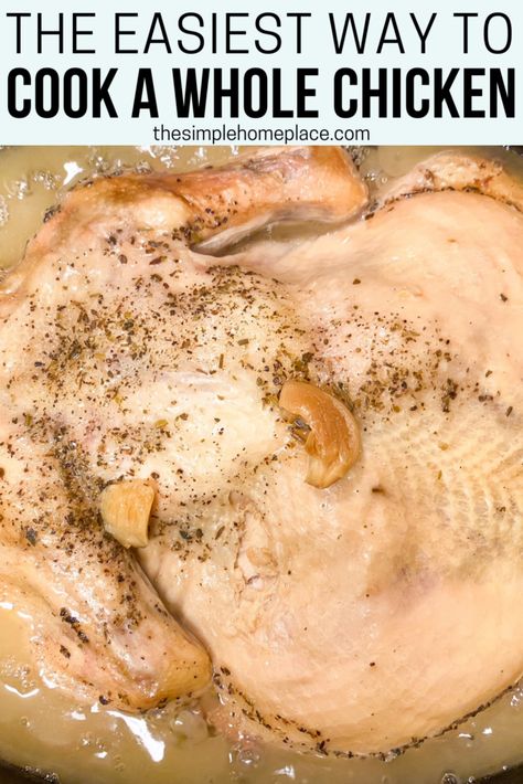 How to Cook a Whole Chicken in the Crock-Pot - The Simple Homeplace Boil Whole Chicken, Cook A Whole Chicken, Make Shredded Chicken, Crockpot Chicken And Dumplings, Cooking Whole Chicken, Chicken Cooking, Chicken Salad Sandwich, Stuffed Whole Chicken, Tasty Foods