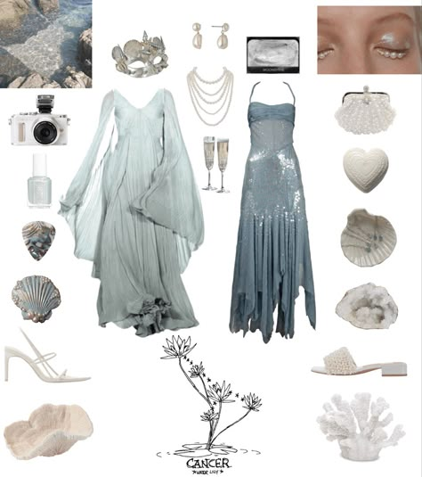 Ocean Witch Aesthetic Fashion, Air Element Inspired Outfits, Siren Core Dress, Mermaid Outfit Inspiration, Mermaidcore Outfit Aesthetic, Mermaid Core Outfit Ideas, Mermaid Fashion Design, Mermaid Core Winter Outfit, Poseidon Aesthetic Outfit