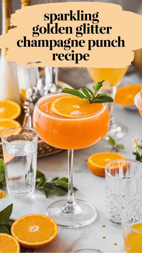 Champagne punch with orange slices and mint garnish on a table. Champagne Punch For A Crowd, Punch Recipes For A Crowd, Champagne Mixed Drinks, Punch For A Crowd, Champagne Punch Recipes, New Years Eve Recipes, New Years Eve Drinks, Champagne Recipe, New Year's Drinks