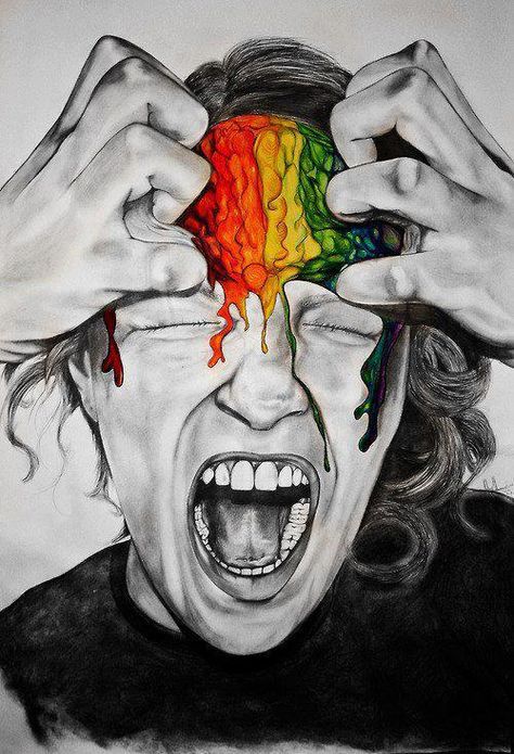 If I ripped my head apart, that's exactly what my brain would look like : ) Migraine Art, Psy Art, Gcse Art, Arte Inspo, Self Image, A Level Art, Ap Art, Human Condition, Trippy Art