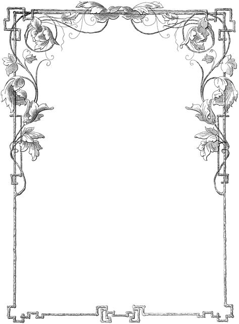 Page Frames Border, Vintage Borders And Frames, Page Decoration Border, Vintage Frame Png, Paper Borders, Ornamental Frame, Motif Art Deco, Frame Border Design, Page Borders Design