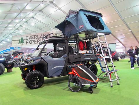 You can't buy this Can-Am Defender Pro because it's still a concept vehicle, but you can get all the gear it carries for your "Overlanding" expeditions. Can Am Defender Accessories, Can Am Defender, Big Wheels, Can Am Commander, Bicycle Rack, Disco Era, Terrain Vehicle, Roof Racks, Accessories Display