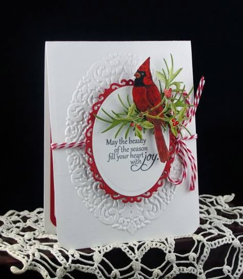 Hugs And Blessings, Cardinal Christmas Cards, Pine Leaves, Paper Garden, Company Ideas, Cardinal Christmas, Stamped Christmas Cards, Joy Cards, Thanks Everyone