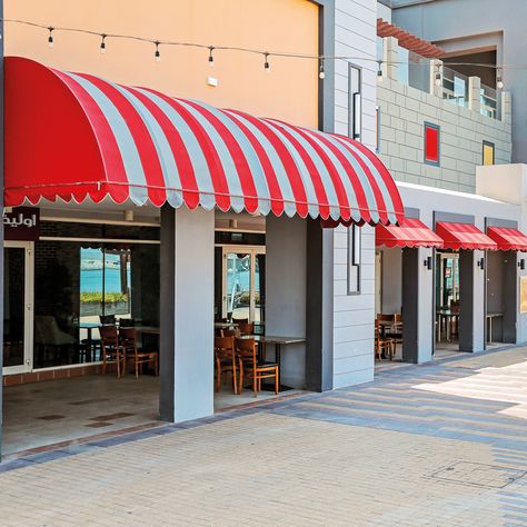 Outdoor Canopies are the most common type of canopies in Dubai. These can be used for big events or backyard fun; top covers let some light shine through but cut out harmful UV rays. For the perfect outdoor shade, best quality, and strong resistance against harsh UV and sun rays choose Royal Blinds LLC in UAE. Bakery Branding Design, Snack Display, Vegetable Shop, Awning Shade, Coffee Shop Interior Design, Fabric Canopy, Coffee Shops Interior, Shade Canopy, Canopy Design