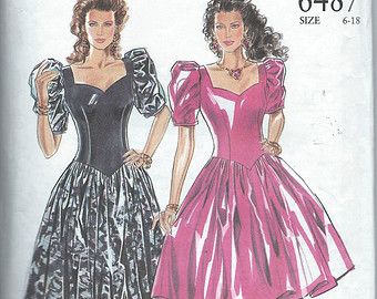 Prom Dress Sewing Patterns, Vintage Dress Sewing Patterns, Prom Dress Pattern, Formal Dress Patterns, 90s Prom Dress, New Look Patterns, Vintage Formal Dresses, Girls Special Occasion Dresses, Formal Dresses With Sleeves