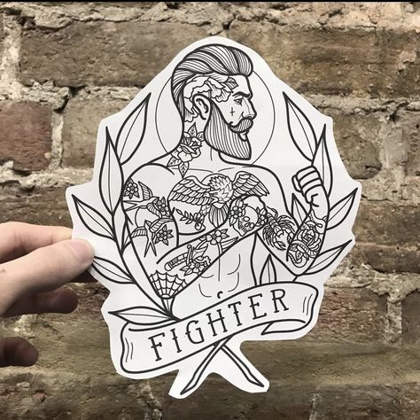 Gentleman Tattoo, Boxer Tattoo, Boxing Tattoos, Traditional Tattoo Outline, Sailor Jerry Tattoo Flash, Fighter Tattoo, Traditional Tattoo Drawings, Tattoo Homme, Sam King