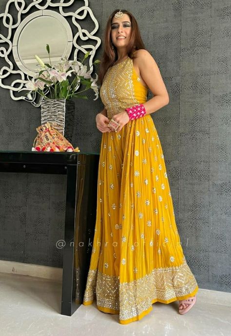 Yellow Dress Outfit For Haldi, Diwali Dressing Ideas For Women, Yellow Jumpsuit For Haldi, Yellow Indian Outfit For Haldi Simple, Haldi Outfit For Sisters Wedding, Haldi Jumpsuit Outfit, Diwali Outfit Ideas For Women 2022, Simple Haldi Dress Ideas For Sisters, Yellow Haldi Outfit For Sister