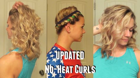 beachy waves, curl your hair without heat, no-heat curls, easy hair tutorials, curly hair, friar tuck hairstyle Braids Overnight, Foil Curls, Waves Overnight, No Heat Curls Overnight, Heat Hairstyles, No Heat Curls, Headband Curls, Heat Curls, Curls Without Heat