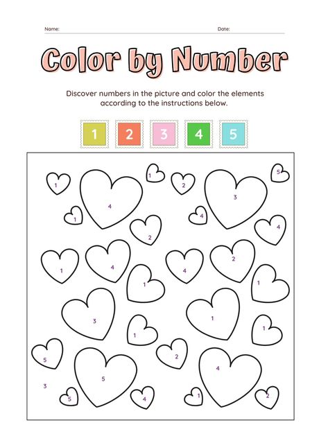 Welcome to our Valentine's Day Color by Number worksheet! Get ready for a delightful and great way to celebrate this special day filled with love and friendship. This activity combines the joy of coloring with the fun of solving a puzzle. Keep reading to find free Valentine's Day Color by number pri Worksheet Number 1, Valentines Day Printables For Kids, Valentines Day Activities For Kids, Free Color By Number, Valentines Day Activity, Preschool Planner, Color By Number Worksheet, Worksheet Number, Creative Valentines Day Ideas