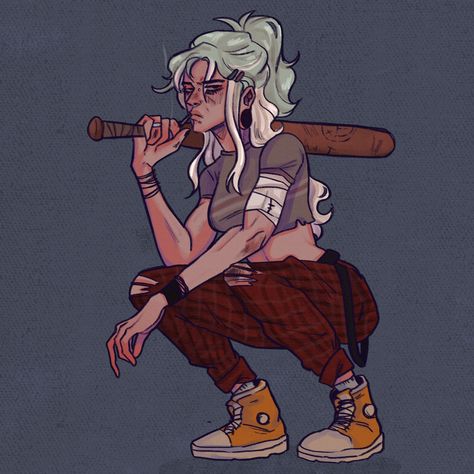 Bat Holding Pose Drawing, Bat Poses Drawing, Person With Backpack Drawing, Girl Holding Bat Reference, How To Draw A Baseball Bat, Zombie Apocalypse Drawing Poses, Baseball Bat Poses Drawing, Bat Poses Reference, Baseball Bat Drawing Reference