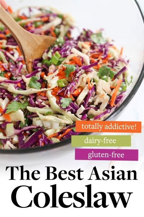 Thai Coleslaw, Peanut Coleslaw, Veggie Slaw, Asian Coleslaw Recipe, Peanut Slaw, Asian Slaw Recipe, Asian Coleslaw, Healthy Coleslaw, Sesame Ginger Dressing