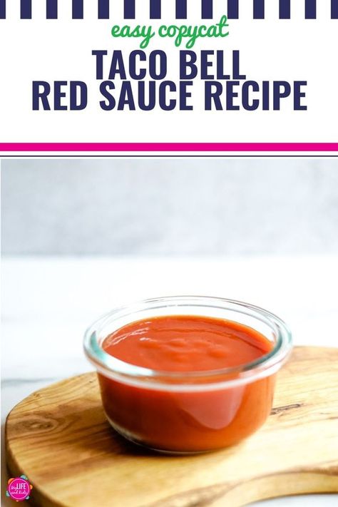 This is a bonkers easy recipe! With only two main ingredients and a bunch of spices, you can whip this famous Taco Bell CopyCat Red Sauce up in no time. Doubling the batch is not even reckless - once you see how fast it goes! Perfect for Mexican night at your house - use it on tacos, burritos, quesadillas, nachos and more. Taco Bell Red Sauce Recipe, Quesadilla Sauce, Taco Bell Sauce, Red Sauce Recipe, Chili Spices, Nacho Cheese Sauce, Taco Sauce, Nacho Cheese, Green Sauce