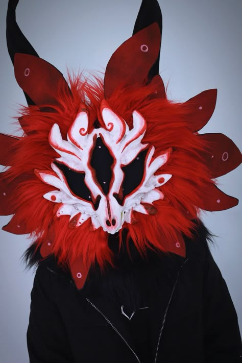 Demon Fursuit, Unique Fursuits, Face Distortion, Dino Masks, Therian Mask Ideas, Fursuit Tutorial, First Christmas Together Ornament, Fursona Ideas, Kemono Fursuit