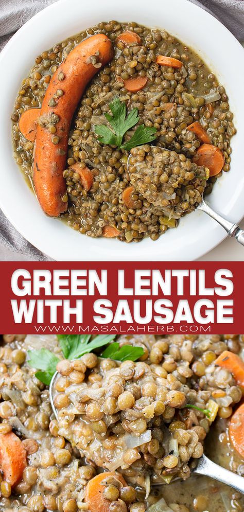 Green Lentil Recipes, Lentils And Sausage, Puy Lentils, Lentils Recipe, French Green Lentils, Green Lentil, French Recipe, French Lentils, Dinner Favorites