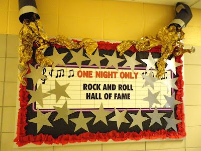 Fabulous in Fourth!: Rock Star(Hollywood) Bulletin Board Rock And Roll Classroom Transformation, Month Themes, Hollywood Classroom, Hollywood Theme Classroom, Rock Star Theme, Teaching Theme, Stars Classroom, Teachers Week, Lego Theme