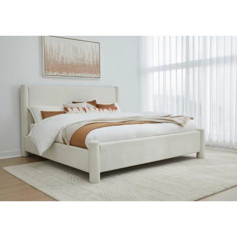 Joss & Main Asel Upholstered Bed & Reviews - Wayfair Canada Bed Posts, King Upholstered Platform Bed, Round Bed, Bed With Posts, Bed Platform, Round Beds, Mattress Support, Poster Bed, Boucle Fabric