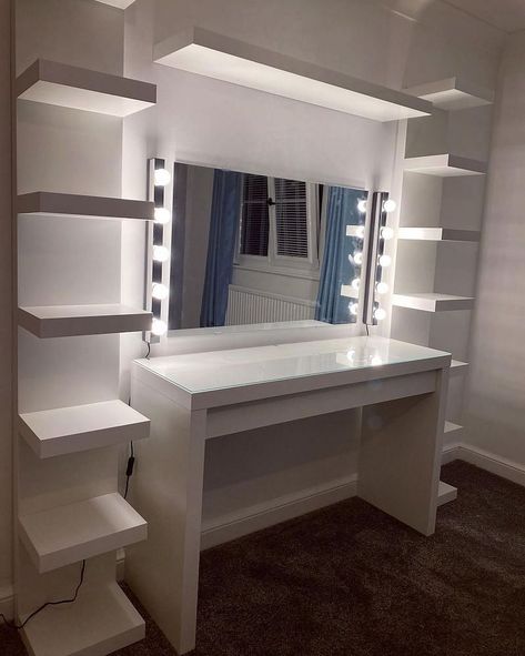 Get inspired with our IKEA DRESSING TABLE IDEAS. Our images will fuel your creativity, helping you take your design ideas to the next level...Trust Houszed... #ikeadressingtableideas #ikeamalmdressingtableideas #dressingtableikeaideas #ikeadressingtablehacksmallspaces #ikeadressingtablehack #ikeadressingtable #ikeamalmdressingtable #dressingtableikea #ikeabrimnesdressingtable #whitedressingtableikea Cheap Dressing Table Ideas, Make Up Table Ideas Bedrooms Luxury, Small Bedroom Ideas With Dressing Table, Ikea Dressing Tables, Dressing Table With Shelves Above, Ikea Malm Vanity Ideas, Ikea Dressing Room Ideas, Malm Dressing Table Ideas, White Dressing Table With Mirror