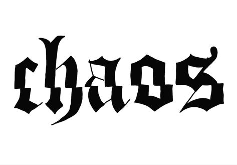 2000 Tattoo Design, Curved Text Tattoo, Chaos Tattoo Design, Word Tattoo Stencils, Gothic Tattoo Writing, Distorted Font Tattoo, Tattoo Fonts Gothic, Metal Font Tattoo, Goth Word Tattoo