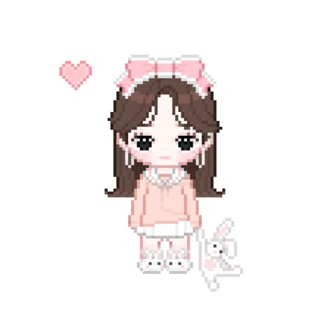 Pixel Girl, Pink Wallpaper Laptop, Pixel People, Pixel Icons, Pixel Characters, Soft Pink Theme, Pix Art, My Little Star, Pink Icons