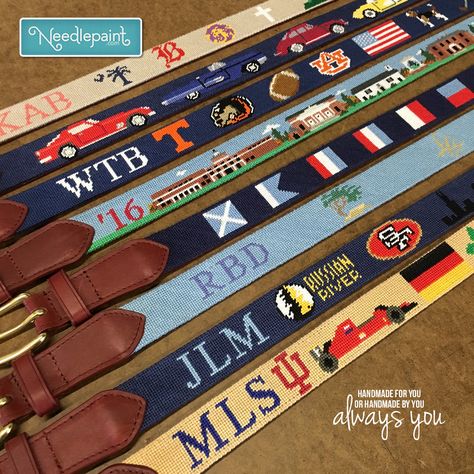 Preppy Needlepoint Belts Preppy Needlepoint, Needlepoint Belt, Preppy Handbook, Needlepoint Belts, Teen Outfits, Needlepoint Tapestry, Needlepoint Patterns, Needlepoint Kits, Canvas Designs