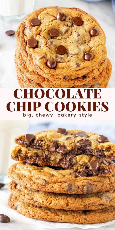 Bakery Style Chocolate Chip Cookies, Big Chocolate Chip Cookies, Bakery Chocolate Chip Cookies, Cookies Sandwich, Big Gigantic, Crispy Chocolate Chip Cookies, Cookies Bakery, Cookies Oatmeal, Bakery Cookies