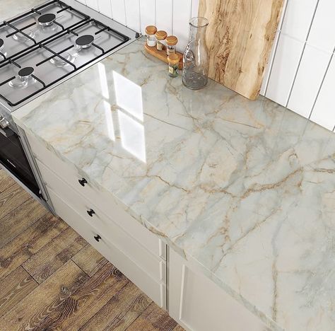 Peel And Stick Kitchen Countertop, Peel And Stick Countertop Kitchens, Self Adhesive Countertop, Adhesive Countertop, Countertop Vinyl, Peel And Stick Countertop, Marble Contact Paper, Blue Marble Wallpaper, Kitchen Stone