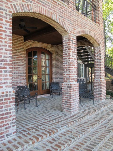 Exterior Brick House Colors, Brick Paint Colors, Brick Arches, Brick House Colors, House Columns, Brick Porch, Brick Companies, Brick Columns, Brick Arch