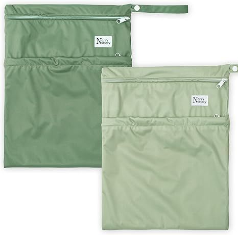 Amazon.com: Nora's Nursery Wet Dry Bags with Two Zippered Pockets - Reusable and Washable Wet Bag for Swimming, Travel, Beach, Pool, Daycare, Cloth Diapers, Toiletries and Wet Swimsuits - 11x15 - Garden - 2 Pack : Baby Diaper Wet Bags, Diaper Bag Essentials, Wet Bags, Wet Dry Bag, Having A Baby Boy, Cloth Wipes, Wet Bag, Dry Bag, Baby Wipes