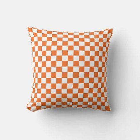 $37.90 | Orange Checkerboard #checker, checkers, checkerboard, chic, modern, simple, minimal, pattern, abstract, grid Checkered Pillow, Orange Pillows, Modern Pillows, Aspen, Home Living Room, Pillowcase, Decorating Your Home, Throw Pillow, Pillow Cases