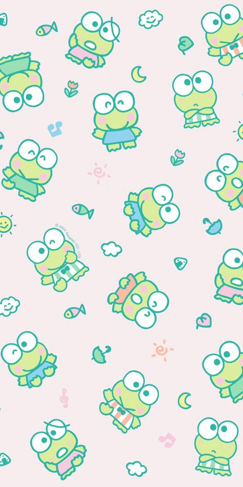 Green Frog Hello Kitty, Keroppi Phone Wallpaper, Keroppi Iphone Wallpaper, Funny Sanrio Wallpaper, Kerropi Wallpapers Aesthetic, Hello Kitty Frog Wallpaper, Saniro Phone Wallpaper, Sanrio Frog Wallpaper, Keroppi Aesthetic Wallpaper