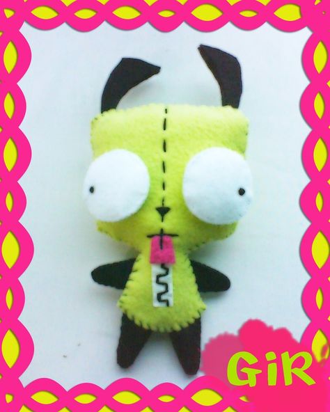 Gir from Invader Zim DIY Plushie! So Cute! Gir Plushie Invader Zim, Gir Plush, Gir From Invader Zim, Diy Plushies, Plushies Diy, Felt Plushie, Cute Sewing Projects, Plushie Patterns, Sewing Stuffed Animals