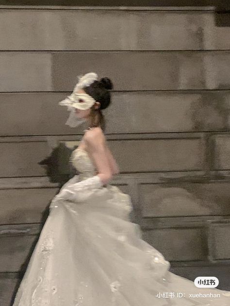 A Mask, A Wedding, A Woman, Walking, Mask, Wedding Dress