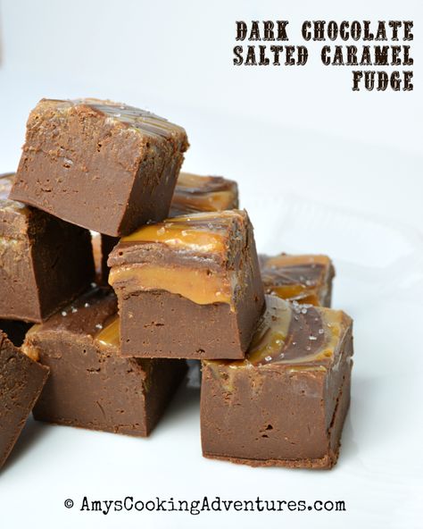 Amy's Cooking Adventures: Dark Chocolate Salted Caramel Fudge {Food 'n Flix} Salted Caramel Chocolate Fudge, Carmel Fudge, Chocolate Fudge Recipes, Dark Chocolate Fudge Recipe, Chocolate Caramel Fudge, Dark Chocolate Salted Caramel, Carmel Chocolate, Fudge Caramel, Dark Chocolate Caramel