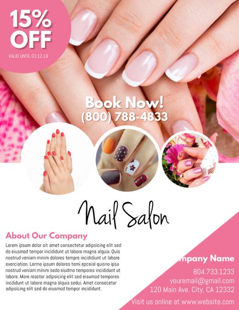 Nail Salon Flyer, Brochure Design Creative, Nail Business, Invert Colors, Banner Design Inspiration, Pamphlet Design, Extension Designs, Promotional Flyers, Font Setting