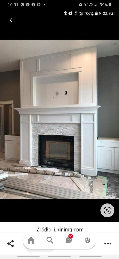 Transitional Fireplace Design With Tv, Tv Above Fireplace Ideas Living Rooms, White Mantle Fireplace, Tv Above Fireplace Ideas, Above Fireplace Ideas, Fireplace Molding, Modern Craftsman Home, Feature Fireplace, Remodel Fireplace