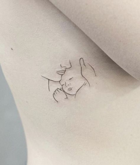 Mother And Baby Tattoo, Tattoos For Baby Boy, Breastfeeding Tattoo, Motherhood Tattoos, Small Tattoo Ideas For Women, Baby Tattoo Designs, Baby Tattoo, Mom Tattoo Designs, Mommy Tattoos