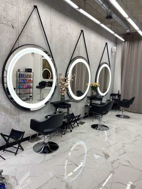 Black Beauty Salon, Beauty Bar Ideas, Barbershop Design Interior, Makeup Studio Decor, Barber Shop Interior, Salon Mirrors, Hairdresser Salon, Beauty Salon Furniture, Hair Salon Design