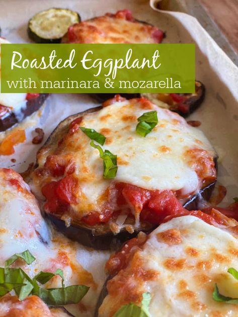 Eggplant Mozzarella Bake, Mozerella Recipes, How To Prepare Eggplant, Fresh Mozzarella Recipe, Oven Roasted Eggplant, Mozzerella Cheese, Heart Healthy Eating, Mozzarella Recipes, Roasted Eggplant