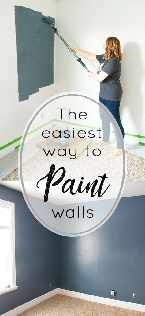 The Easiest Way To Paint Walls! #painting #DIY #Paintstick #paint #behrNYPD #blue #paintingwalls #paintingtips Easy Ways To Paint A Room, Painting Living Room Tips, How To Paint A Bedroom Wall, Best Way To Paint A Room, Painting Hacks For Walls Bedroom, Easiest Way To Paint A Room, How To Paint Corners Of Walls, Painting An Accent Wall Tips, Best Way To Paint Walls