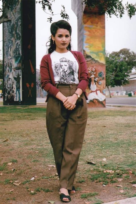 Chicana Fashion, Look 80s, Chola Style, Estilo Cholo, Chicana Style, Zoot Suit, Mexican Fashion, Latina Fashion, Cowgirl Style