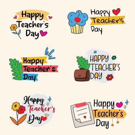 Happy Teachers Day Cute Abstract concept Cute Set Of Greeting Cards and Stickers Bundle Editable Illustration Card Happy Teacher Day, Topper Hari Guru, Teachers Day Illustration, Greetings Of The Day, Happy Teacher's Day Images, Happy Teacher Day, Happy Teachers Day Card, Happy Teacher, Teachers Day Card