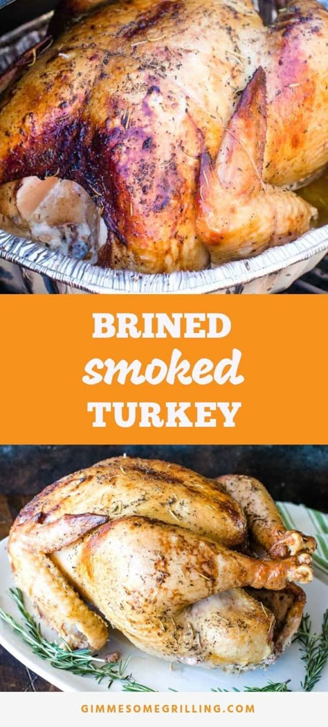 Smoked Turkey is an amazing way to mix up your turkey recipe! The flavor from this brined turkey that is prepared on a Traeger electric smoker is AMAZING! Mix things up and make this turkey for Thanksgiving this year! #turkey #traeger Brined Smoked Turkey, Smoked Turkey Brine, Preparing A Turkey, Dry Brine Turkey, Brined Turkey, Turkey Brine Recipes, Smoked Turkey Recipes, Turkey Brine, Brine Recipe