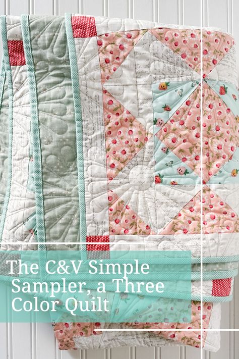 Picture of quilt Three Color Quilts, Low Volume Quilt, Easy Quilt Patterns, Muted Color Palette, Sampler Quilt, Quick Gifts, The C, Art Gallery Fabrics, Sewing Gifts