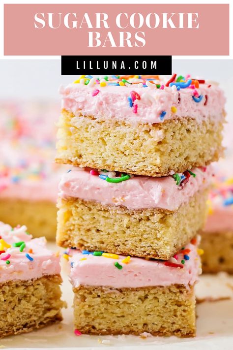 Frosted Sugar Cookie Bars are one of everyone's favorite cookies in bar form! They're quick, and perfect for sharing. #sugarcookiebars #cookiebars #sugarcookies #cookies #dessert Cooking With Karli Sugar Cookie Bars, Glaze Icing, Sugar Cookie Bars, Sugar Cookie Frosting, Favorite Cookies, Cookie Bars, Sugar Cookies, Family Meals, Yummy Treats